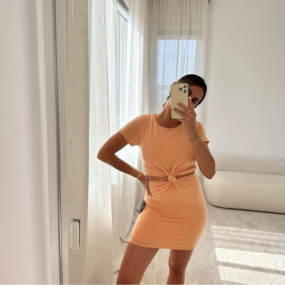 Lulus Orange Knotted Mini T-Shirt Cut Out Dress - Picture 10 of 12